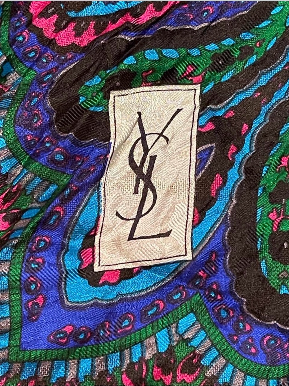 Authentic Vintage September 1988 Yves Saint Laurent (YSL) 100% Silk Square Scarf